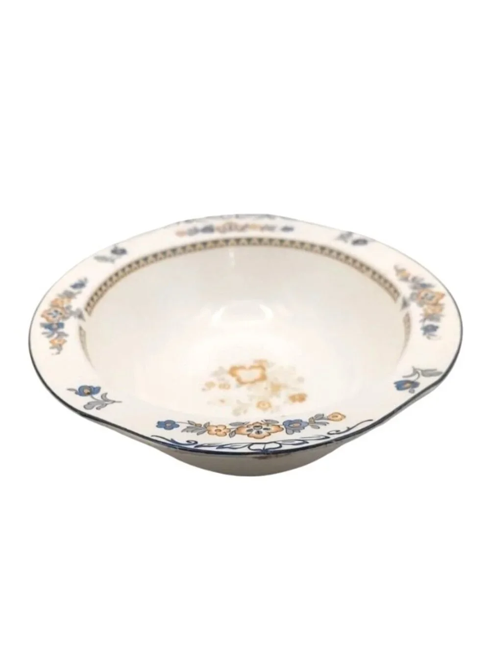 Antique Porcelain Oval Serving Bowl W H Grindley Chelsea Ivory Torbay Floral 20s
